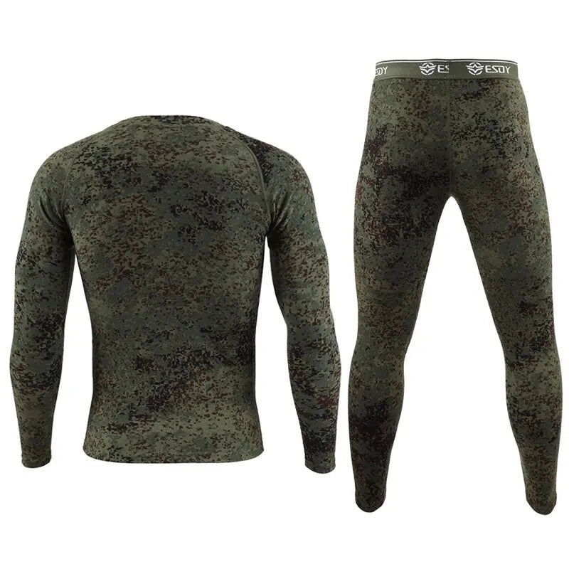 German Velvet Autumn/Winter Men's Warm Underwear Cycling and Mountaineering Set Fitness Running Tracksuits Quick Dry Clothes