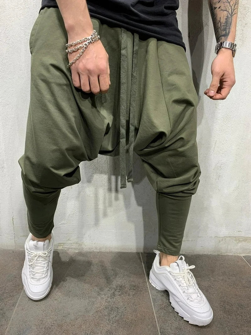 Mens Clothing 2025 Men's New Hip-hop Trend Trousers European American Loose Solid Color Feet Street Sports Casual Harem Pants