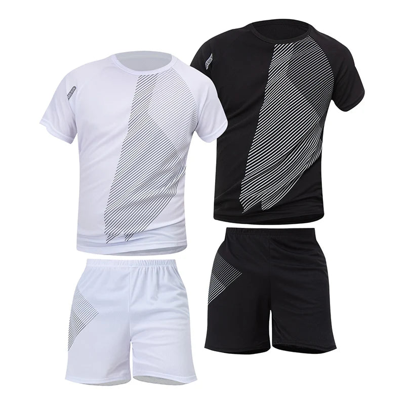 2/4/6 Pcs Plus Size Men's Quick-drying Short-sleeved Shorts Suit Men's Leisure Sports Running Fitness T-shirt Joker Shorts Teen