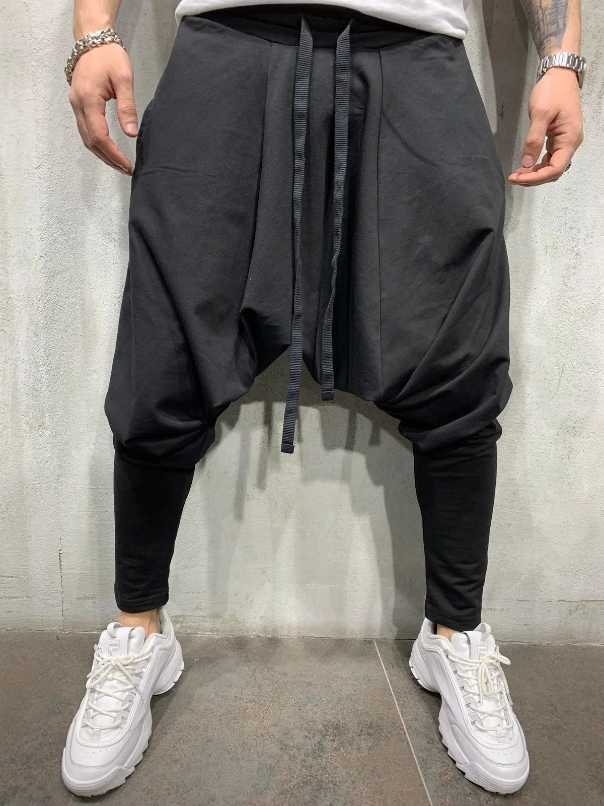 Mens Clothing 2025 Men's New Hip-hop Trend Trousers European American Loose Solid Color Feet Street Sports Casual Harem Pants
