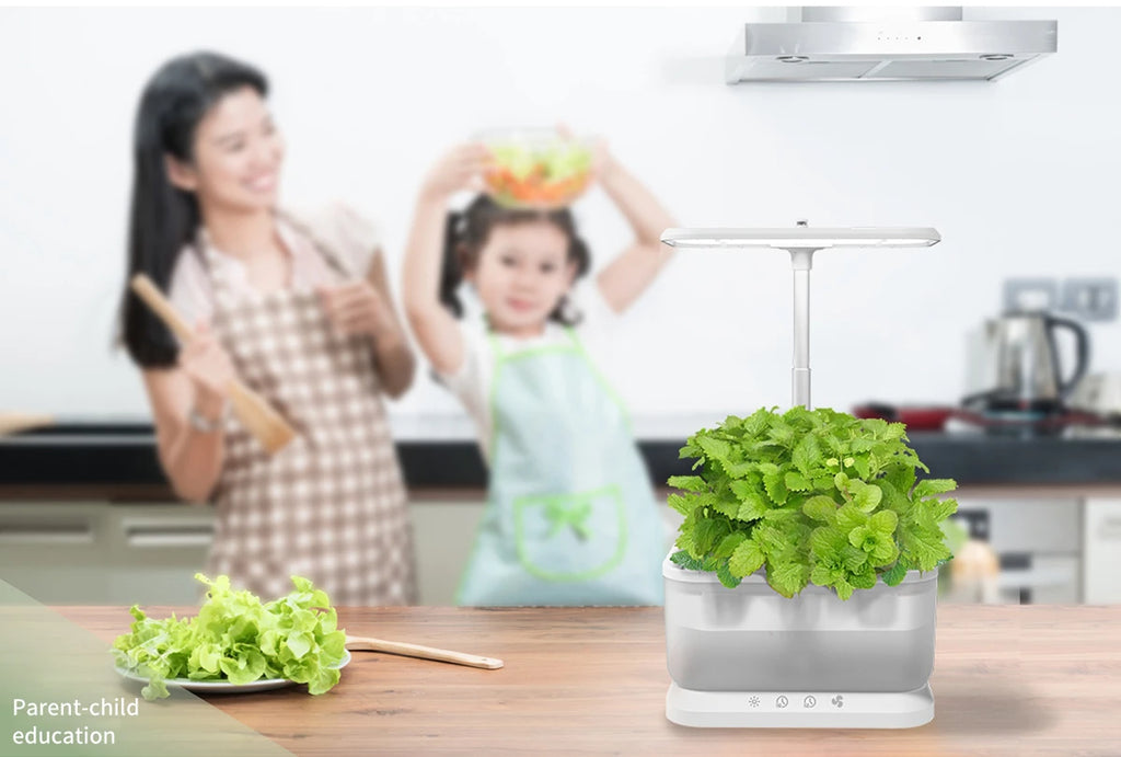 Indoor Home Mini Smart Garden Kit Hydroponic Planter Growing System Self Watering Flower Pots with Led Light
