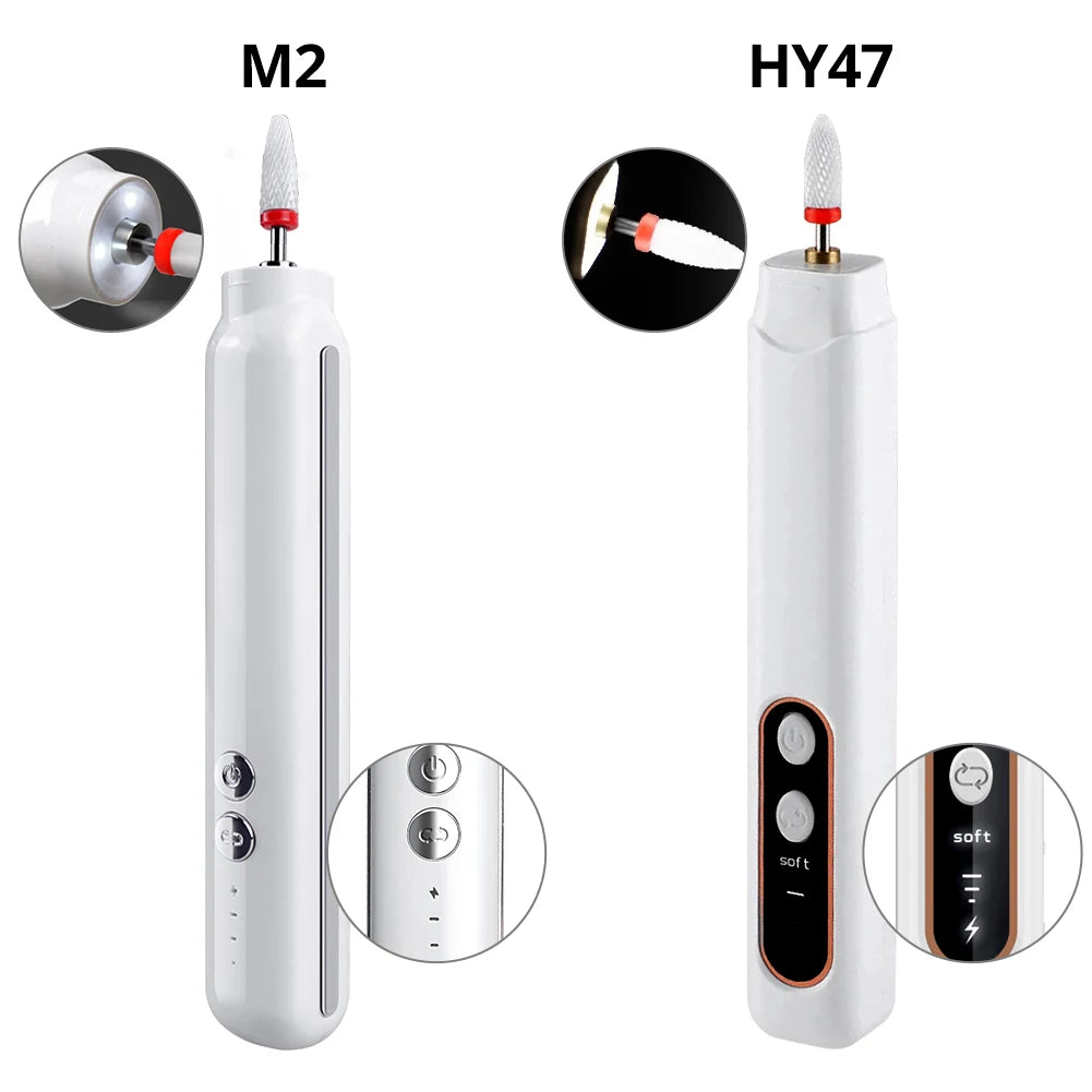 6in1 Wireless Nail Drill 15000RPM with LED Light and Screen Manicure Cutter Nail Repair Pedicure Milling Cutter Polisher Sander