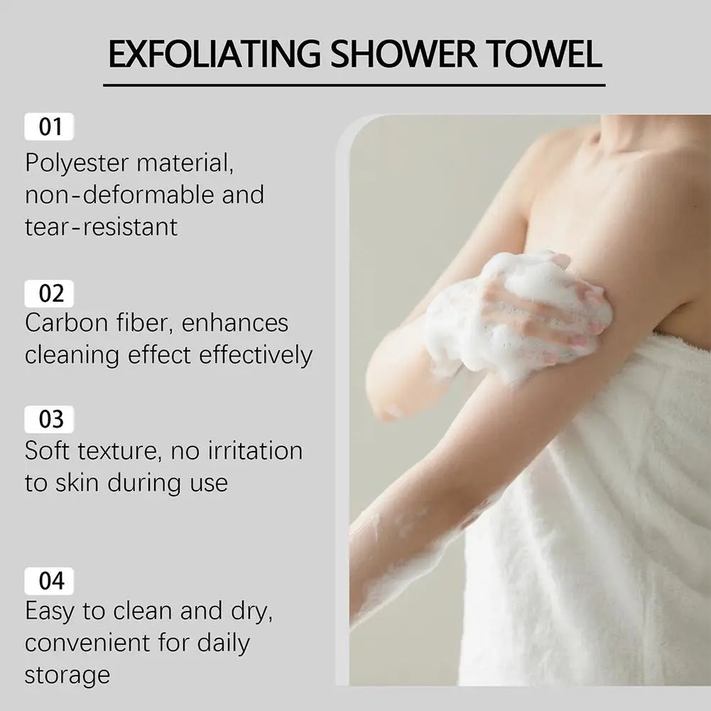 Exfoliating bath shower towel from LOY Home Decor & Clothing Wear, deep cleansing skin care tool with textured surface for exfoliation.