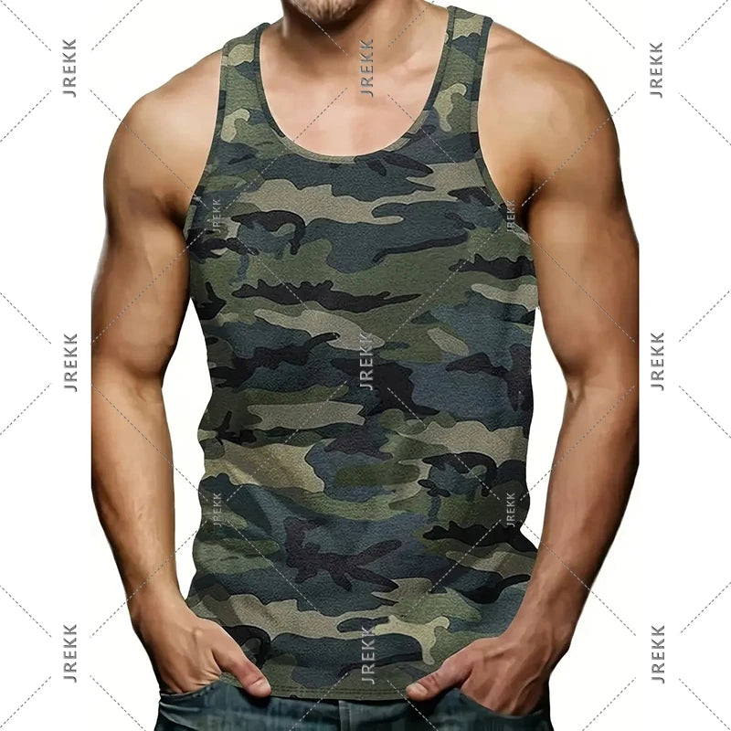 Classic Camouflage Basketball Vest Men Clothing Print Casual Loose Sleeveless Tee Summer Fitness Gym Sport Man Summer Tank Top