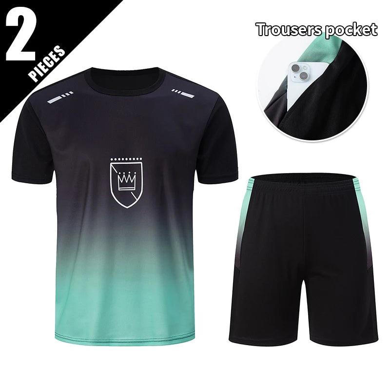 2/4/6 Pcs Plus Size Men's Quick-drying Short-sleeved Shorts Suit Men's Leisure Sports Running Fitness T-shirt Joker Shorts Teen