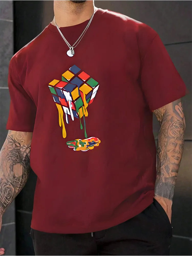 Panda Fitness Printed Men's T-shirt Fitness Sports Men's Short-sleeved Top Daily Running Exercise Men's Crew Neck T-shirt