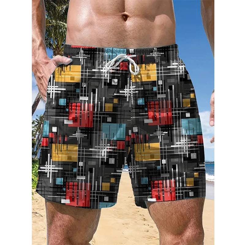 Men's Swimming Shorts Puzzle 3d Stripe Surfing Board Short Beach Shorts Men Swim Trunks Masculina Sports Fitness Short Pants 6xl