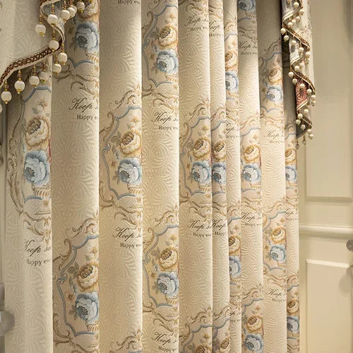 Luxury European Curtains for Living Room Bedroom Thicken Chenille High-end Villa Elegant Jacquard Decor Custom Valance Tulle