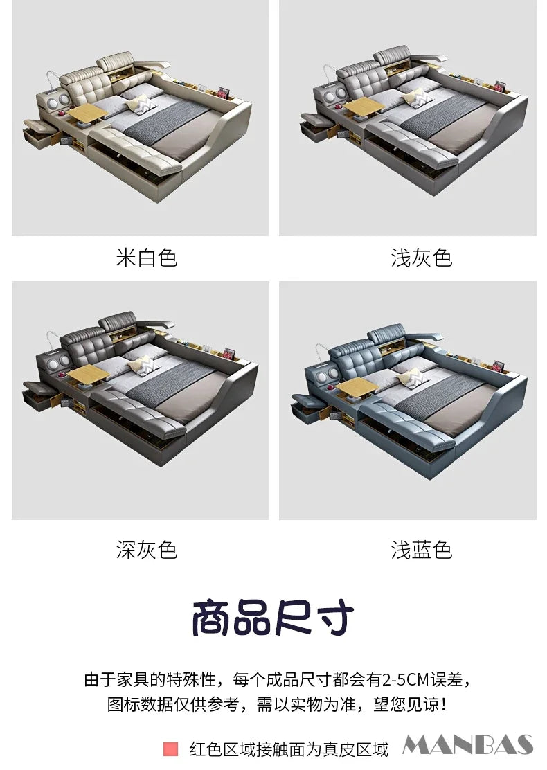 Modern Multi-Functional Tech Smart Bed with Storage, Speakers, USB, Bookshelves, and Tatami – Luxury King/Queen Ultimate Bed