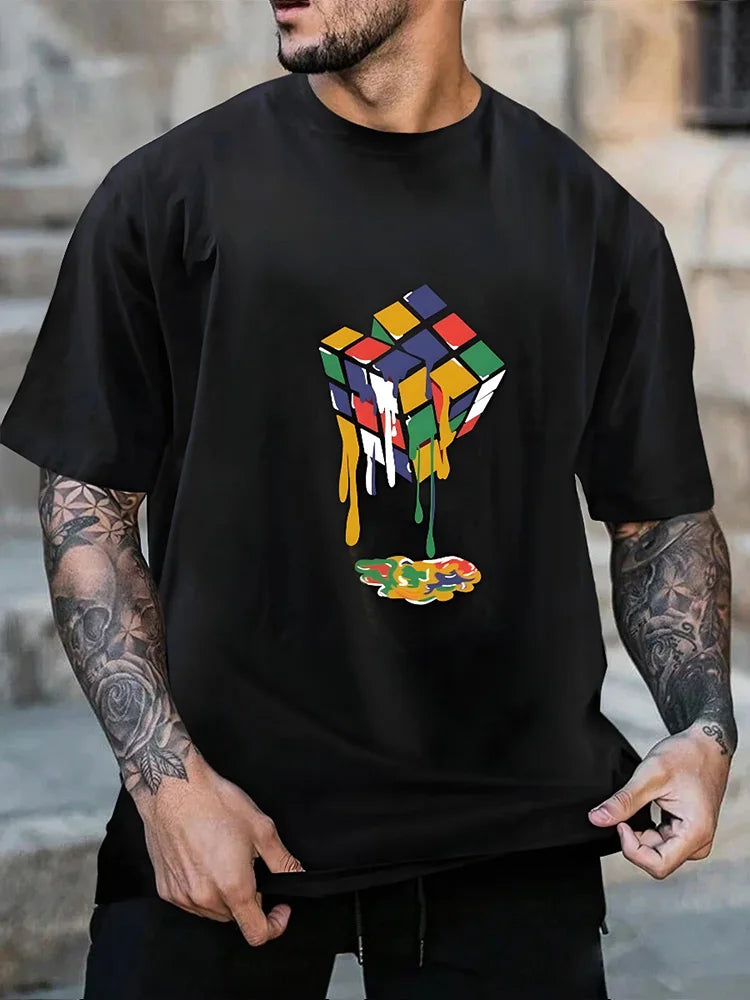 Panda Fitness Printed Men's T-shirt Fitness Sports Men's Short-sleeved Top Daily Running Exercise Men's Crew Neck T-shirt