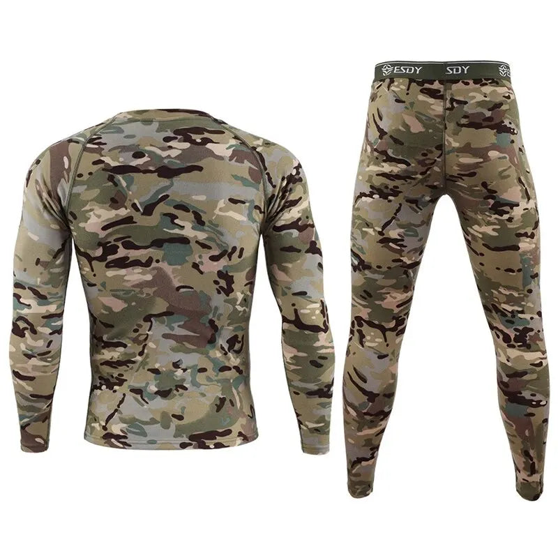 German Velvet Autumn/Winter Men's Warm Underwear Cycling and Mountaineering Set Fitness Running Tracksuits Quick Dry Clothes