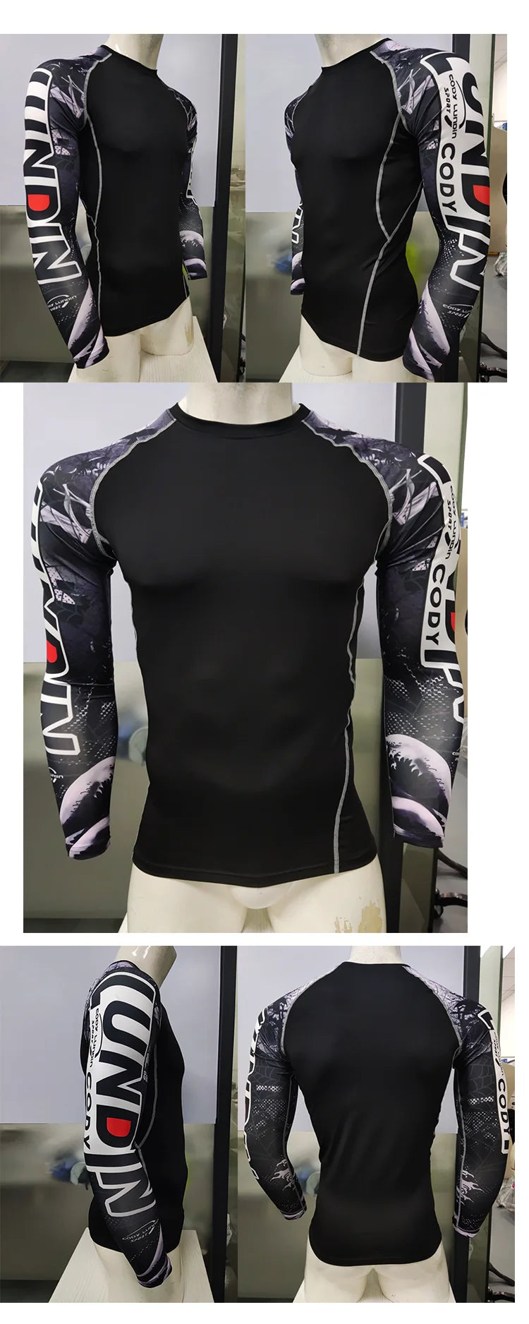 Cody Lundin White Athletic Compression Running Shirts For Men Stretchy Long Sleeve Turtleneck Slim Gym Fitness Clothes