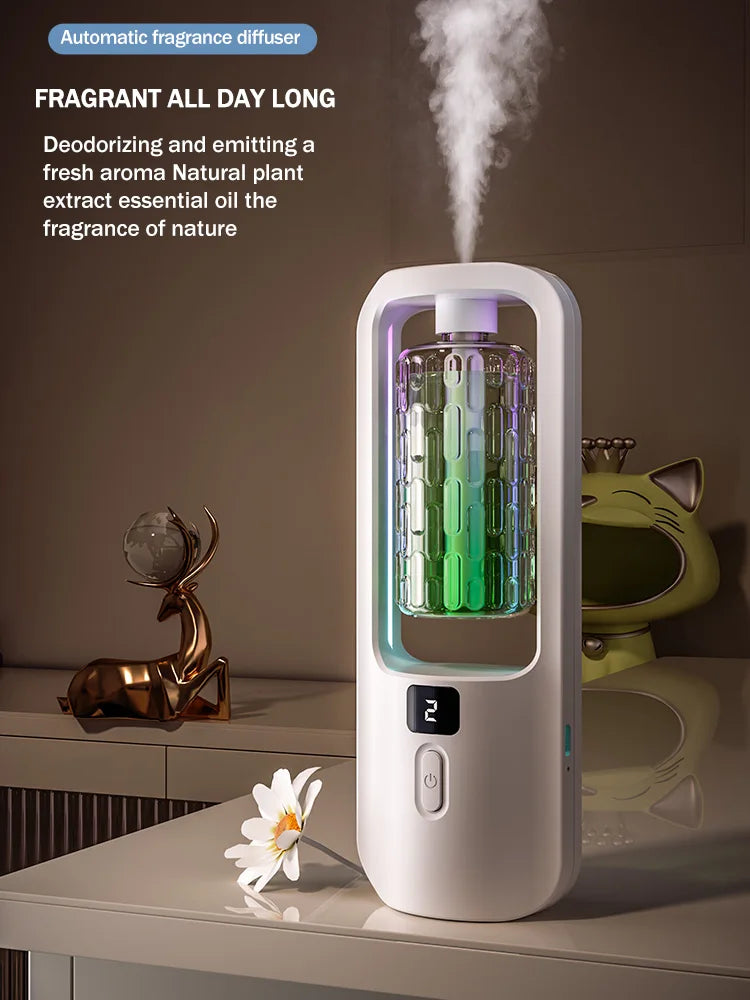 LOY Automatic Aromatherapy Diffuser from LOY Home Decor, sleek white diffuser emitting gentle mist for consistent home fragrance.