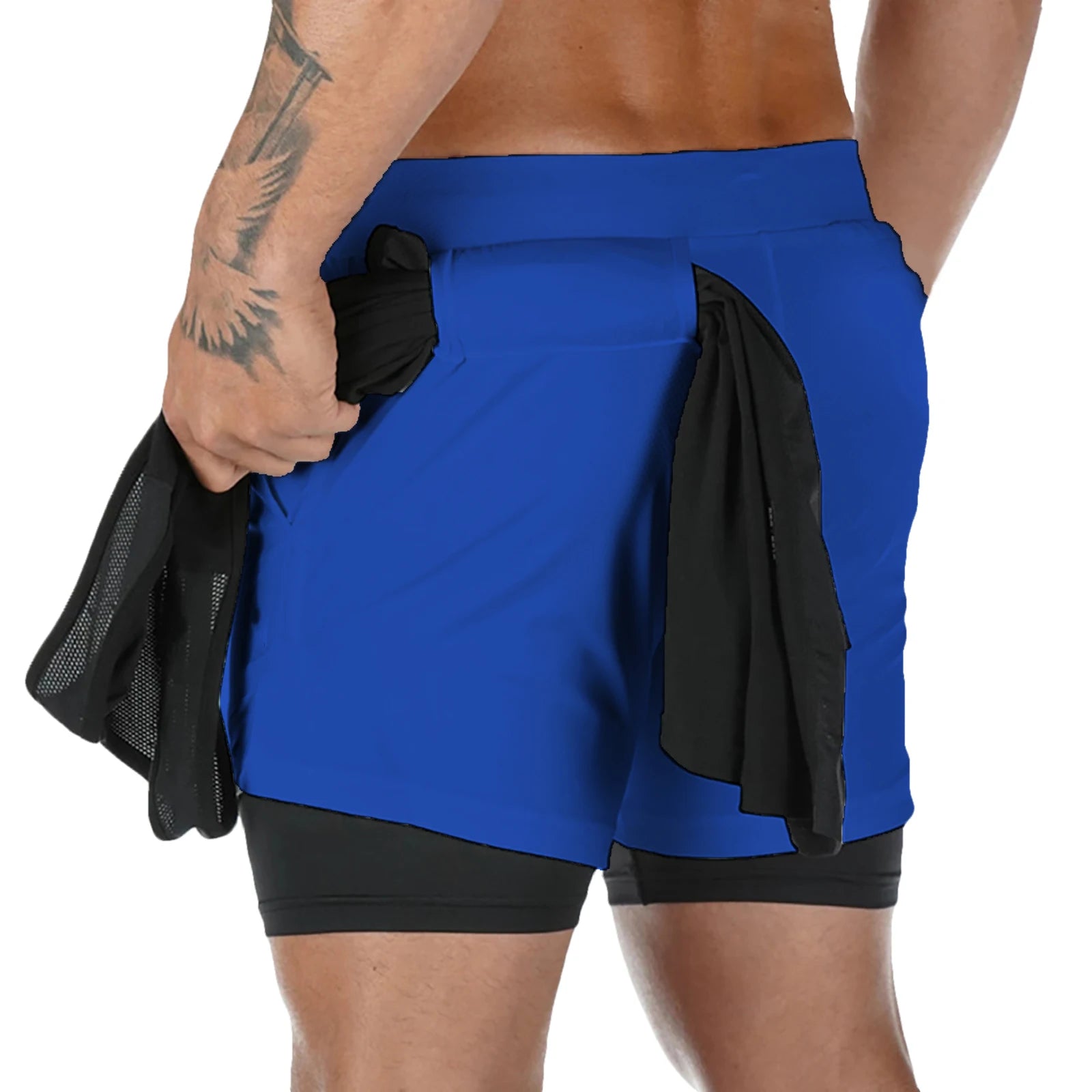 Running Shorts Men Sportswear 2 In 1 Compression Jogging Short Pants Double-deck Bottoms Gym Fitness Training Sport Shorts