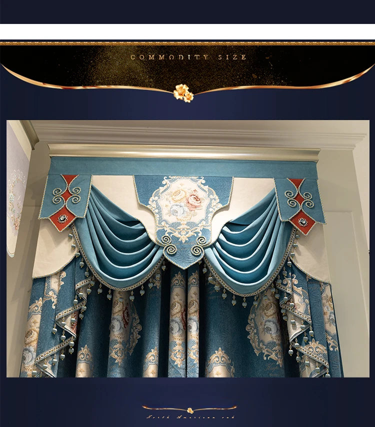 Luxury European Curtains for Living Room Bedroom Thicken Chenille High-end Villa Elegant Jacquard Decor Custom Valance Tulle