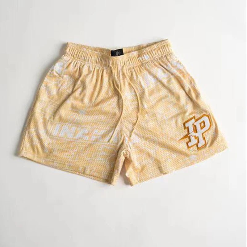 2025 NEW American Casual Shorts Men's Fitness Sports Basketball Running Quick Dry Summer Mesh Breathable Training Quarter Pants