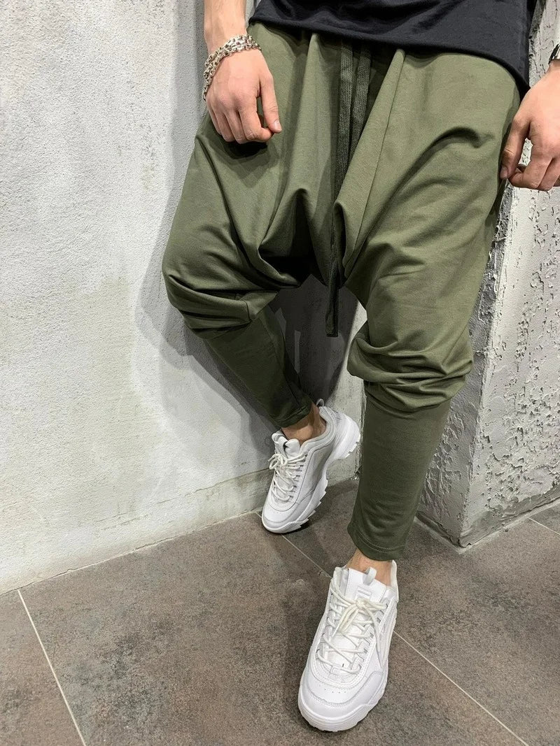 Mens Clothing 2025 Men's New Hip-hop Trend Trousers European American Loose Solid Color Feet Street Sports Casual Harem Pants