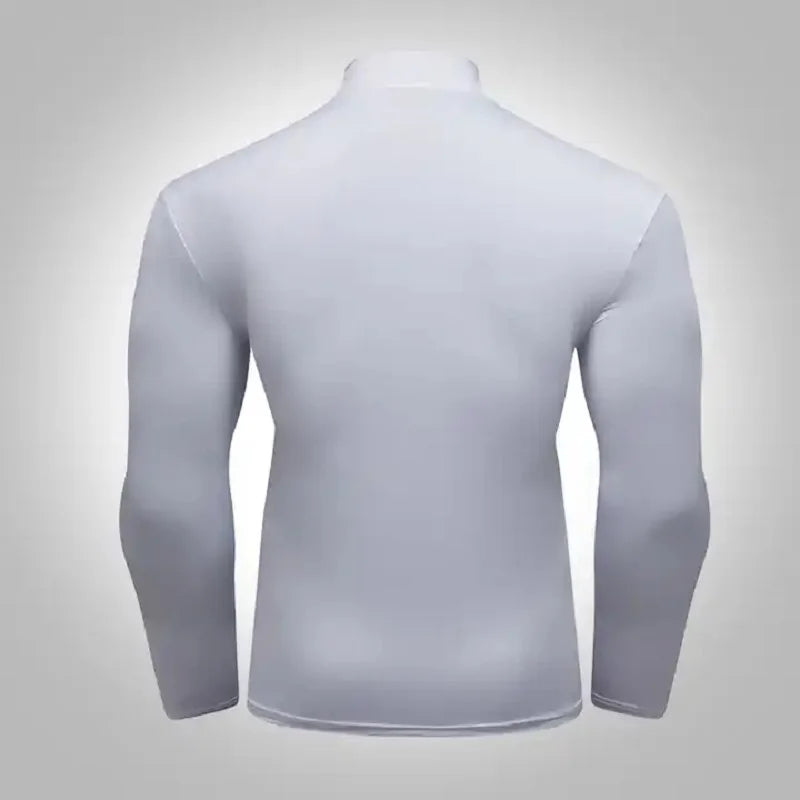 Cody Lundin White Athletic Compression Running Shirts For Men Stretchy Long Sleeve Turtleneck Slim Gym Fitness Clothes