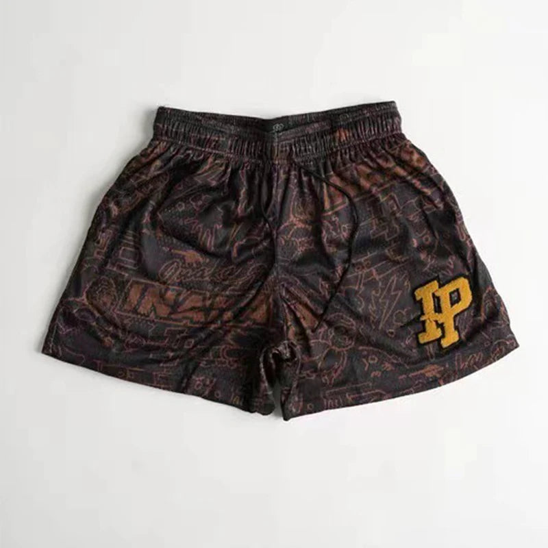 2025 NEW American Casual Shorts Men's Fitness Sports Basketball Running Quick Dry Summer Mesh Breathable Training Quarter Pants