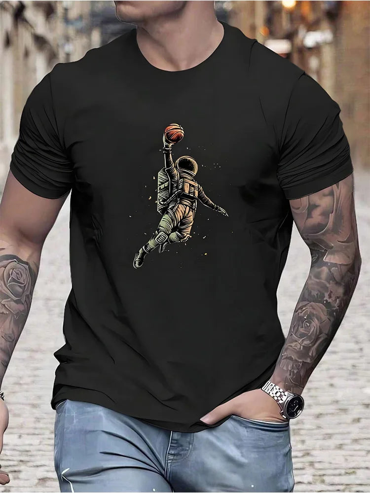 Panda Fitness Printed Men's T-shirt Fitness Sports Men's Short-sleeved Top Daily Running Exercise Men's Crew Neck T-shirt