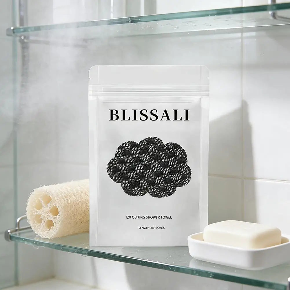 LOY Home Decor & Clothing Wear exfoliating bath shower towel for deep cleansing and smooth skin in a close-up image.