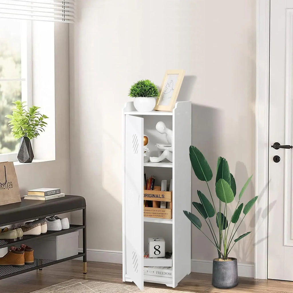 Free bathroom cabinet with 1 door for house, kitchen, living room and hallway, 24x20x75 cm, White
