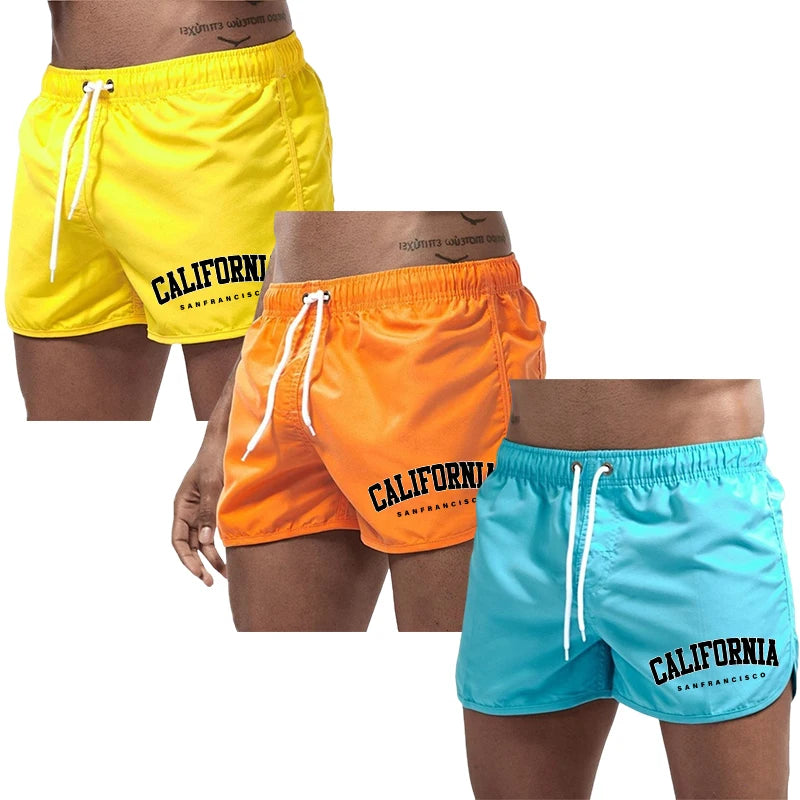 3 Pack Men's California Board Shorts High Quality Male Beach Casual Sports Shorts Summer Daily Cycling Running Fitness Shorts