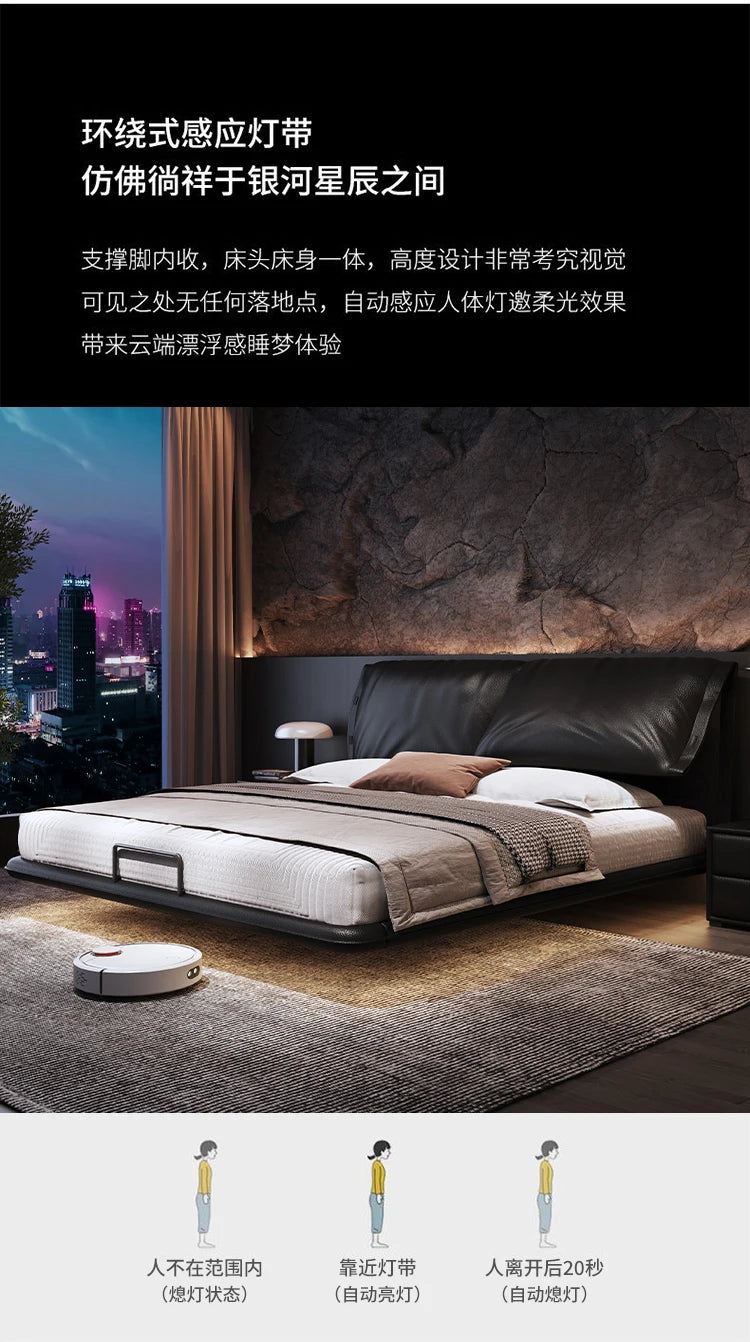 Floating Modern Bed Full Design Beauty Bedroom Queen Girls Platform Bed Safe Sleeping Letto Matrimoniale Lounge Suite Furniture
