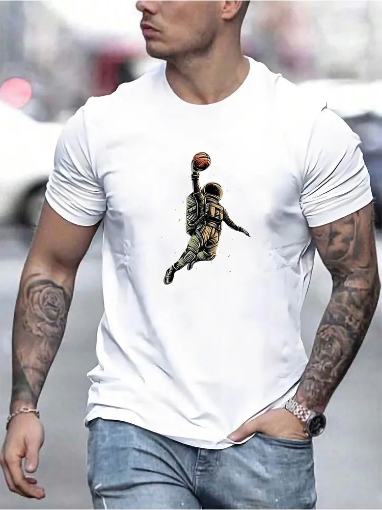 Panda Fitness Printed Men's T-shirt Fitness Sports Men's Short-sleeved Top Daily Running Exercise Men's Crew Neck T-shirt