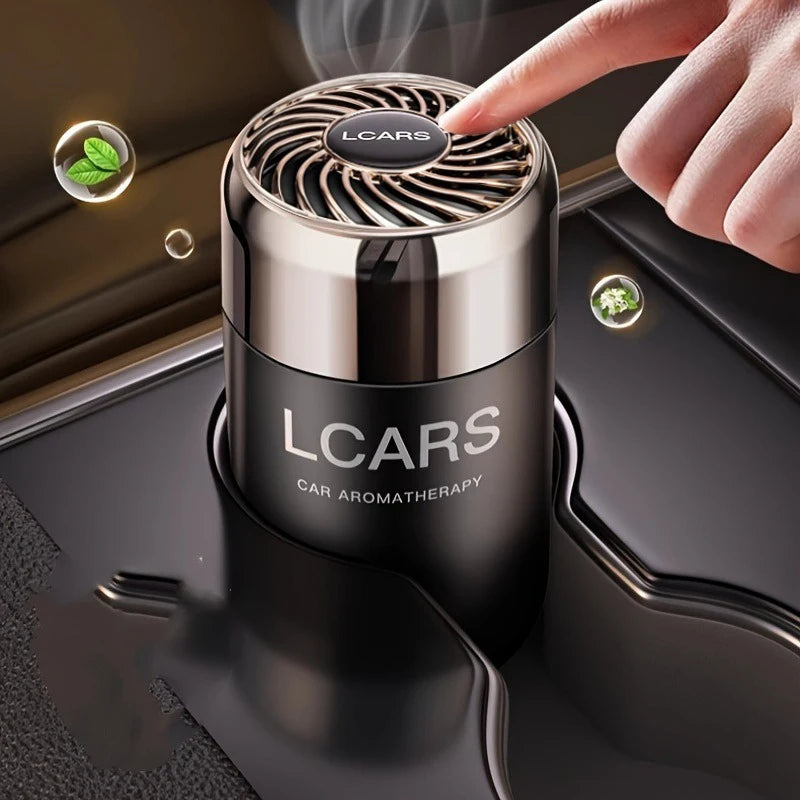 LOY Car Odor-Eliminating Aromatherapy bottle featuring fresh drive scent in a sleek container with a modern design.