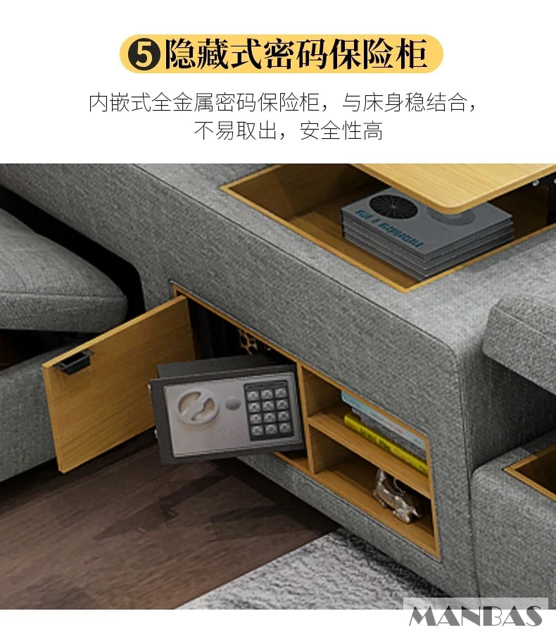 Modern Multi-Functional Tech Smart Bed with Storage, Speakers, USB, Bookshelves, and Tatami – Luxury King/Queen Ultimate Bed