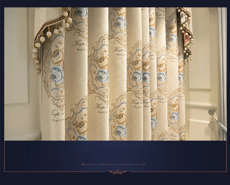 Luxury European Curtains for Living Room Bedroom Thicken Chenille High-end Villa Elegant Jacquard Decor Custom Valance Tulle