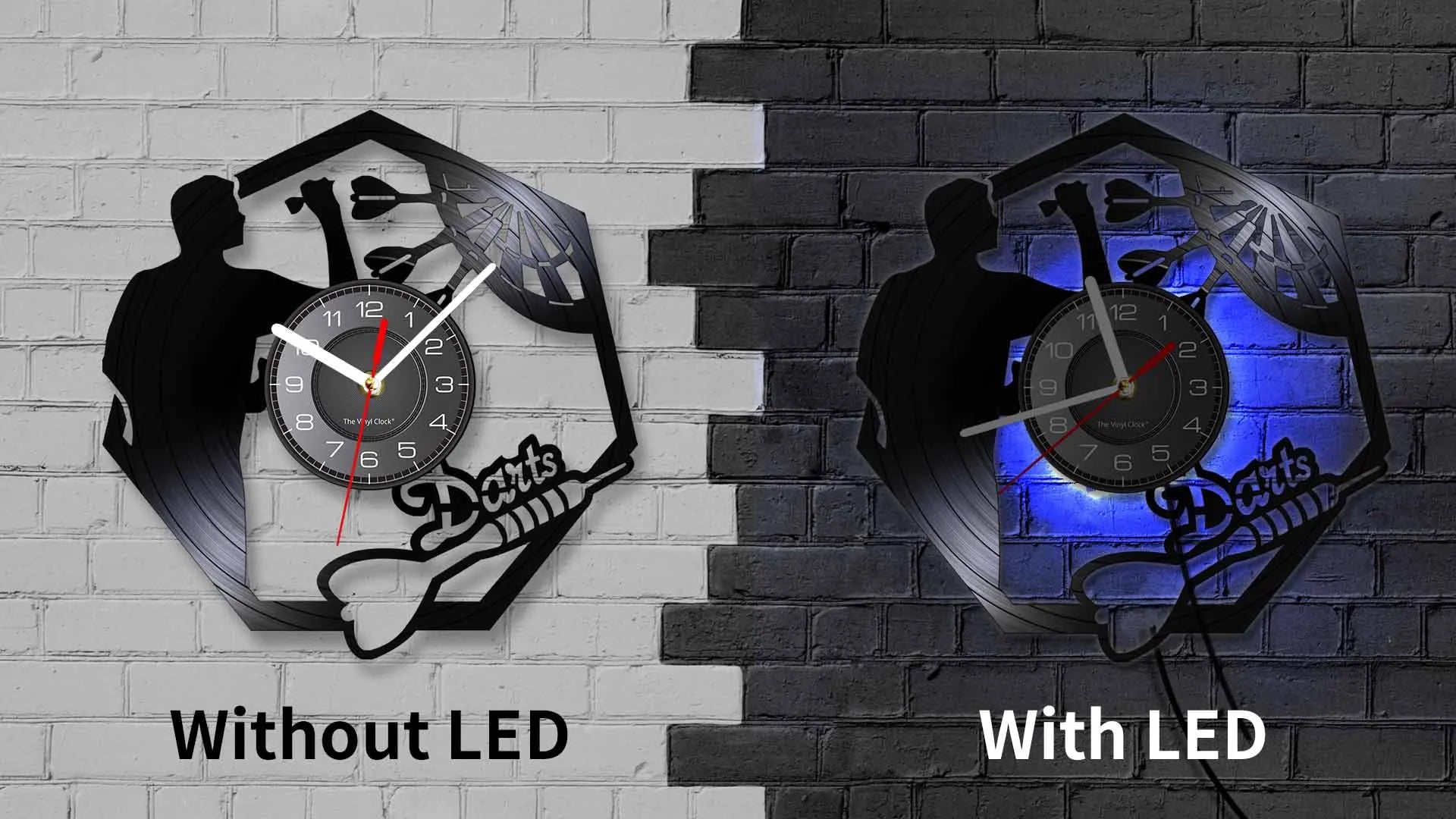 Darts Wall Art Man Cave Game Room Decoration Modern Wall Clock Dart Board Pub Bar Darts Game Night Club Vinyl Record Wall Clock